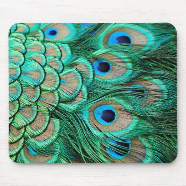 romantic vintage turquoise teal peacock wedding mouse pad