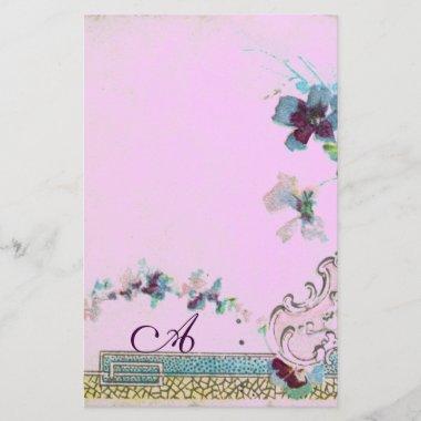 ROMANTİCA Blue Lilac Wedding Floral Monogram Stationery