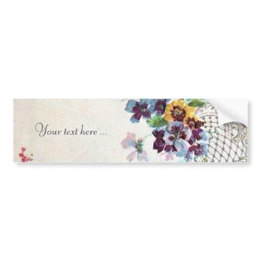 ROMANTICA Pansies Pink Blue White Wedding Floral Bumper Sticker