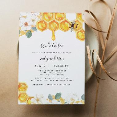 Romy - Floral Honey Bumble Bee Bridal Shower Invitations