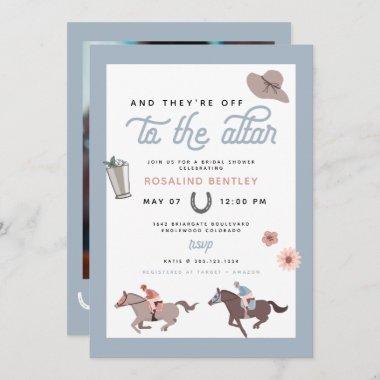 ROSALIND Horse Derby Dusty Blue Bridal Shower Invitations