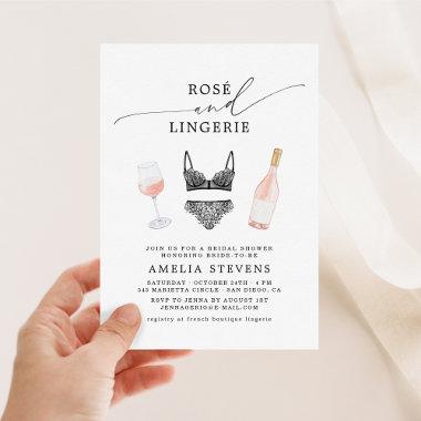 Rosé and Lingerie Bridal Shower Invitations
