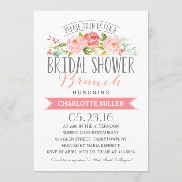 Rose Banner Brunch Bridal Shower Invitations