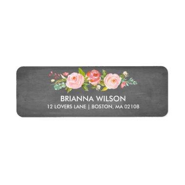 Rose Garden Floral Chalkboard Return Address Label