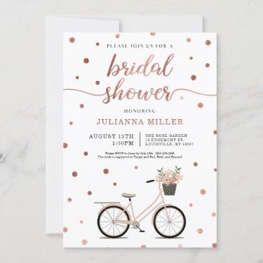 Rose Gold Bicycle Bridal Shower Invitations