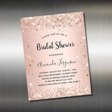 Rose gold bridal shower Invitations magnet