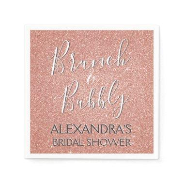 Rose Gold Brunch & Bubbly Bridal Shower Paper Napkins