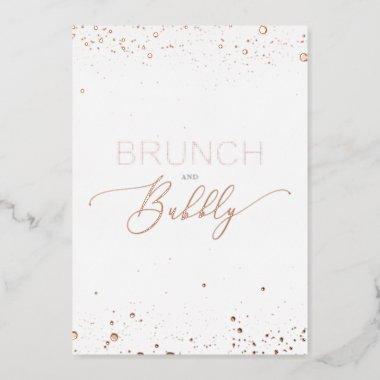Rose Gold Brunch & Bubbly Quote Bridal Shower Foil Invitations