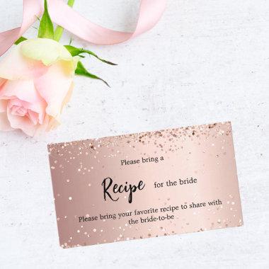 Rose gold confetti Bridal Shower recipe Enclosure Invitations