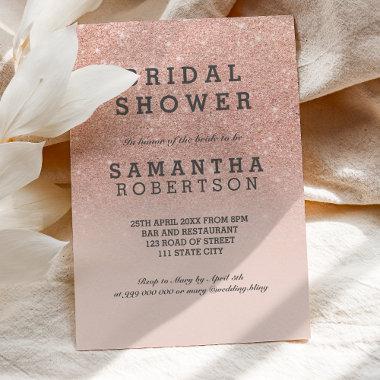 Rose gold faux glitter pink bridal shower Invitations