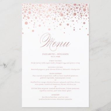 Rose Gold Foil Confetti Dots Wedding Menu Invitations