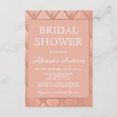 Rose Gold Foil Elegant Art Deco Bridal Shower Invitations