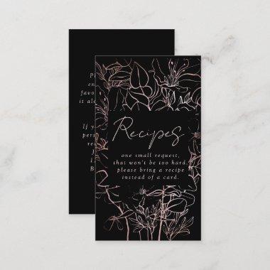 Rose Gold Foil Floral Bridal Shower Recipe Request Enclosure Invitations