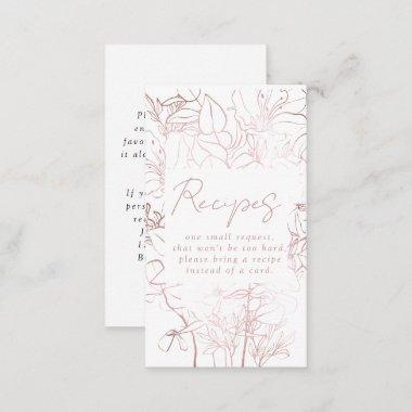 Rose Gold Foil Floral Bridal Shower Recipe Request Enclosure Invitations