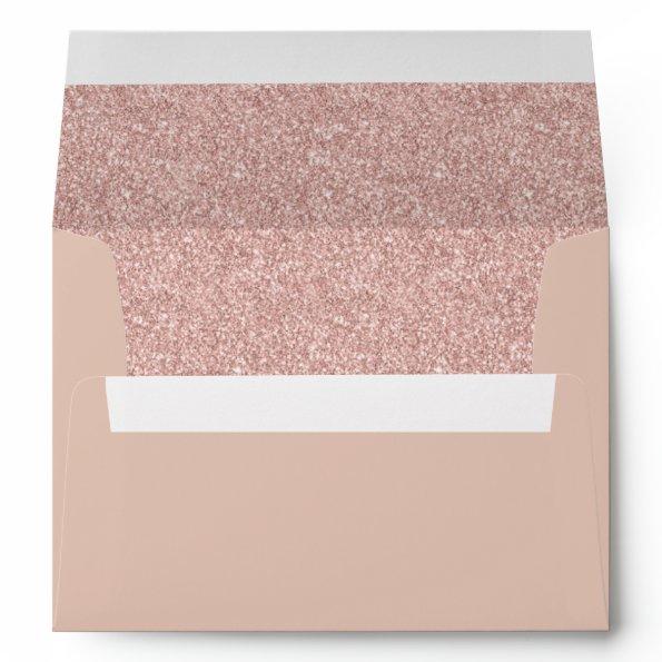 Rose Gold Glitter Modern Elegant Envelope
