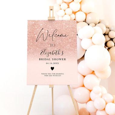 Rose gold glitter pink ombre welcome bridal shower foam board