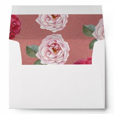Rose Gold | Watercolor Roses Wedding Envelope