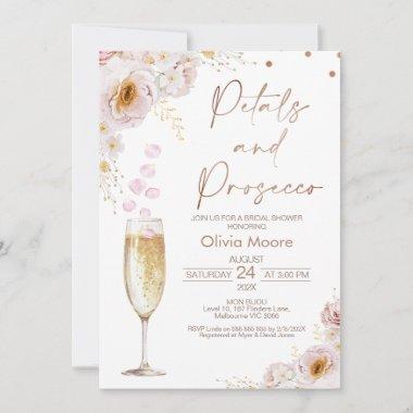 Rose Petals Petals Prosecco Boho Bridal Shower Invitations
