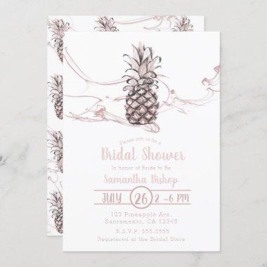Rose Pink Juicy Pineapple Summer Bridal Shower Invitations