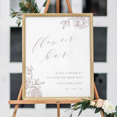 Rose Taupe Calligraphy Flower Bar Sign