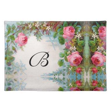 ROSES AND JASMINES FLORAL MONOGRAM CLOTH PLACEMAT