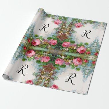 ROSES AND JASMINES FLORAL MONOGRAM WRAPPING PAPER