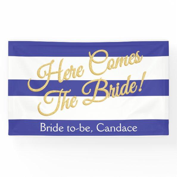 Royal Blue, Stripes & Glitter Bridal Shower Banner