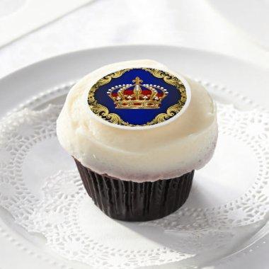 Royal Prince King Crown Cupcake Toppers Edible Frosting Rounds