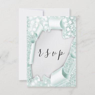 RSVP Wedding Gray Paper 3D Mint Green