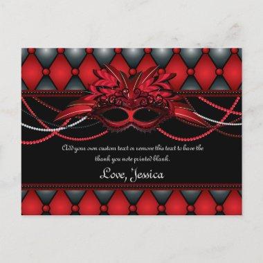 Ruby Red Masquerade Thank You Invitations