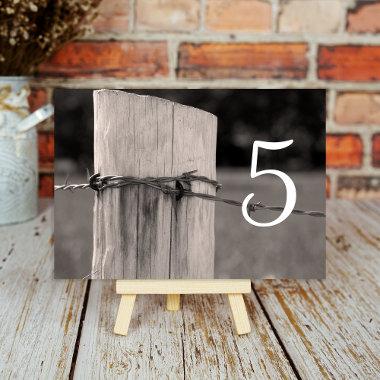 Rural Fence Post Country Western Wedding Table Number