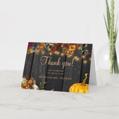 Rustic autumn floral wood script bridal shower thank you Invitations