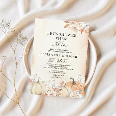 Rustic Autumn Pumpkins & Flowers Invitations