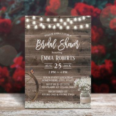 Rustic Baby's Breath Floral Barn Bridal Shower Invitations