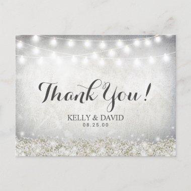 Rustic Baby's Breath Floral String Light Thank You PostInvitations