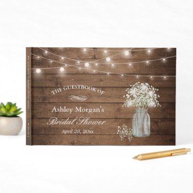 Rustic Baby's Breath String Lights Bridal Shower Guest Book