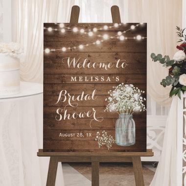 Rustic Baby's Breath String Lights Bridal Shower Poster