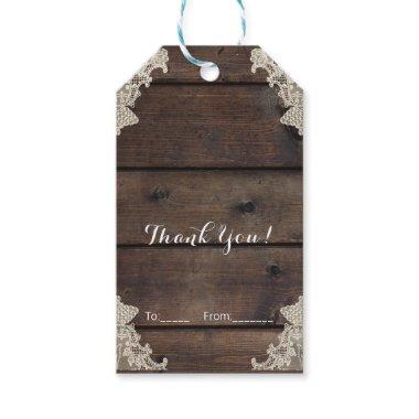 Rustic Barn Wood & Lace Romantic Elegant Wedding Gift Tags