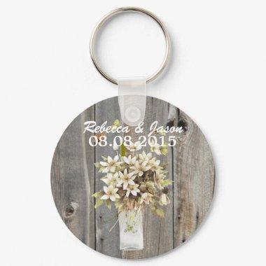 rustic barn wood wildflower country wedding keychain