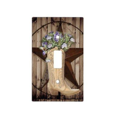 rustic barn wood wildflower cowboy western star light switch cover