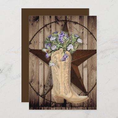 rustic barn wood wildflower Western country cowboy Invitations