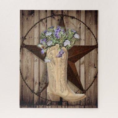 rustic barn wood wildflower western star cowgirl jigsaw puzzle