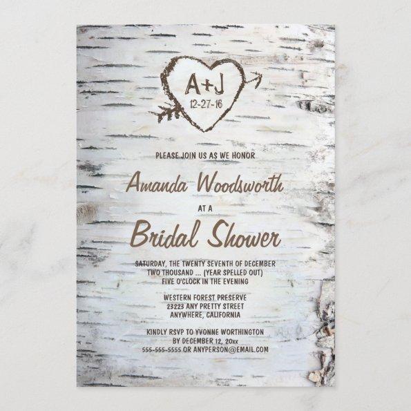 Rustic Birch Tree Bark Bridal Shower Invitations