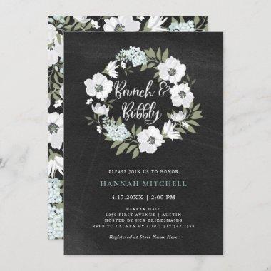 Rustic Black and White Floral | Brunch and Bubbly Invitations