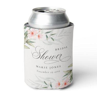 Rustic Blush Greenery Floral Bunch Bridal Shower Can Cooler