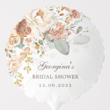 Rustic Boho Fall Terracotta Floral Bridal Shower Balloon
