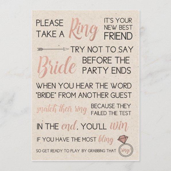 Rustic Bridal Shower Game- Pick a Ring Invitations