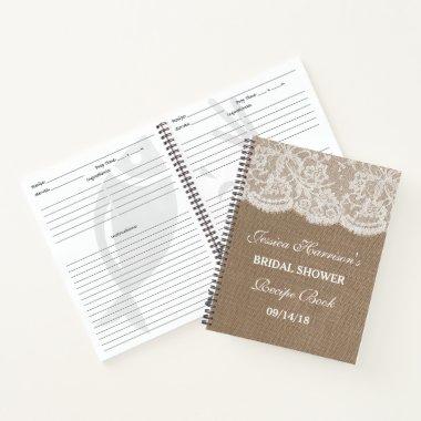 Rustic Burlap & White Lace Bridal Shower Recipe Notebook