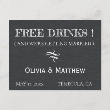 Rustic Chalkboard Deco FREE DRINKS Save the Date Announcement PostInvitations