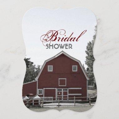 rustic country chic red barn bridal shower Invitations